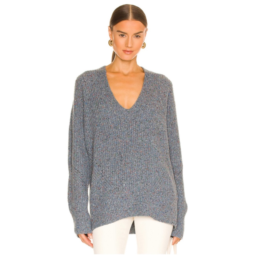 Rag & Bone Women's Eco Donegal V-Neck Sweater in Blue, Size Small